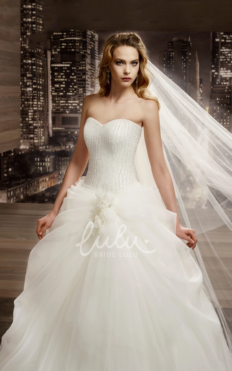 Lace-up Back Sweetheart A-line Wedding Dress with Side Ruching