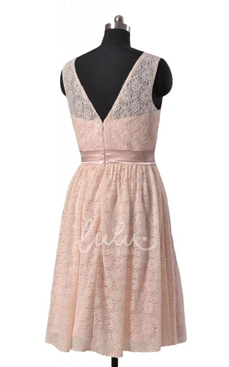 Illusion Neck A-line Short Lace Dress Flowy and Feminine