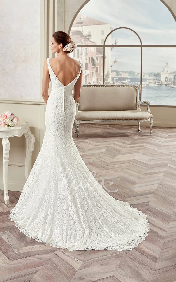 Sweetheart Lace Sheath Wedding Dress with Cap Sleeves and Open Back