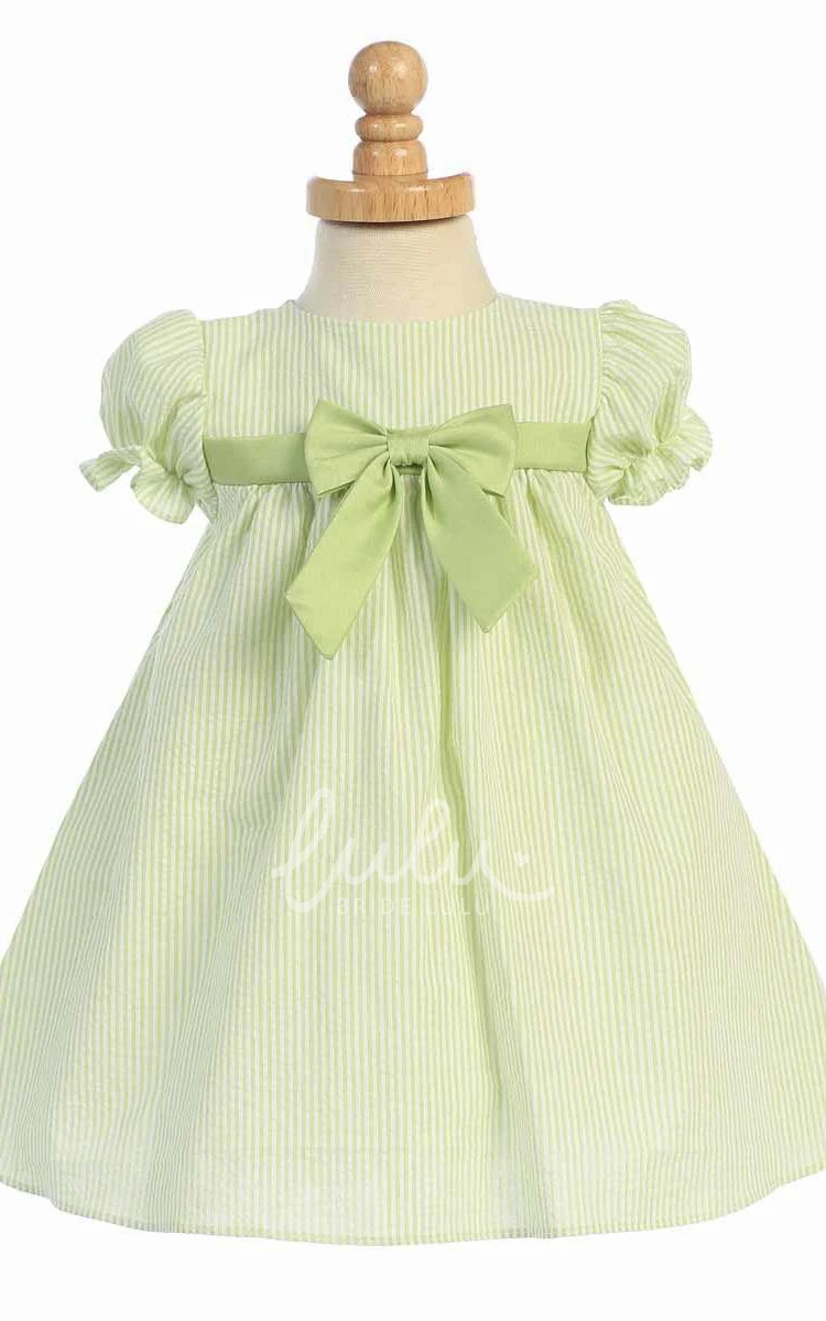 Cap-Sleeve Tea-Length Flower Girl Dress Split Design with Tiers