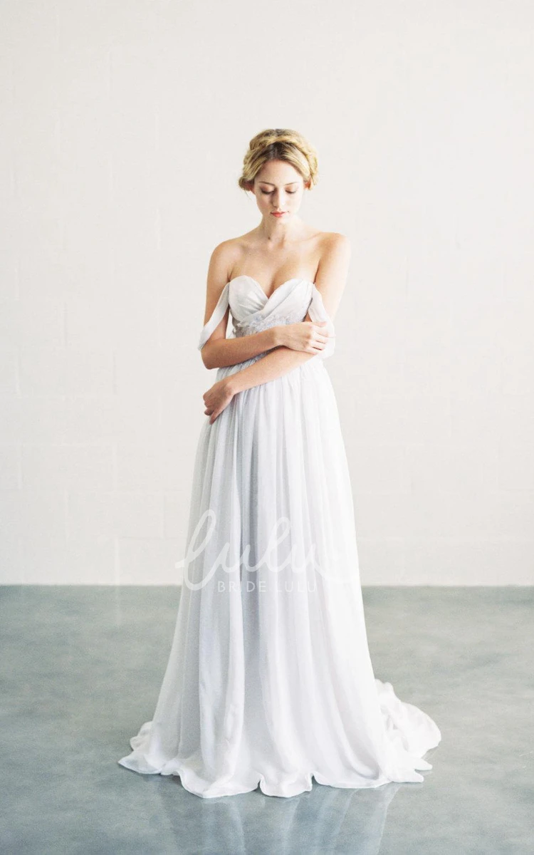 Sweetheart Chiffon A-Line Long Wedding Dress Romantic Women's Bridal Gown