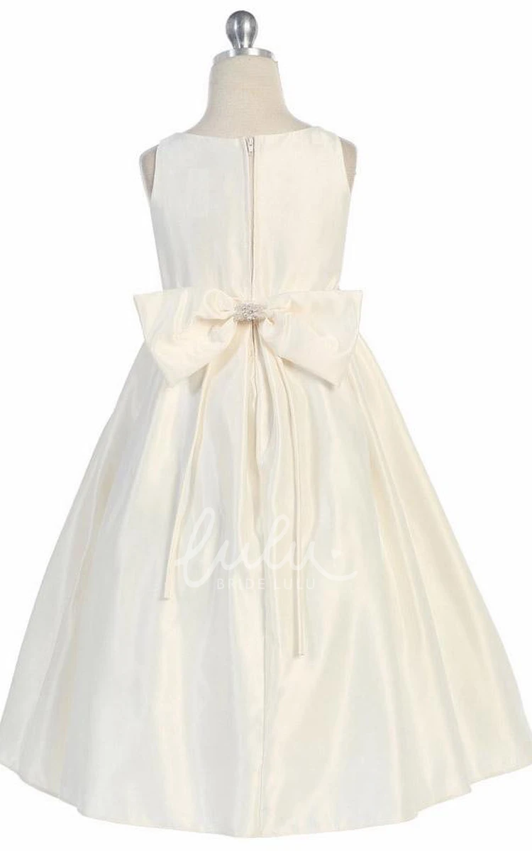 Beaded Lace & Satin Flower Girl Dress with Pleats and Tiers Elegant Style