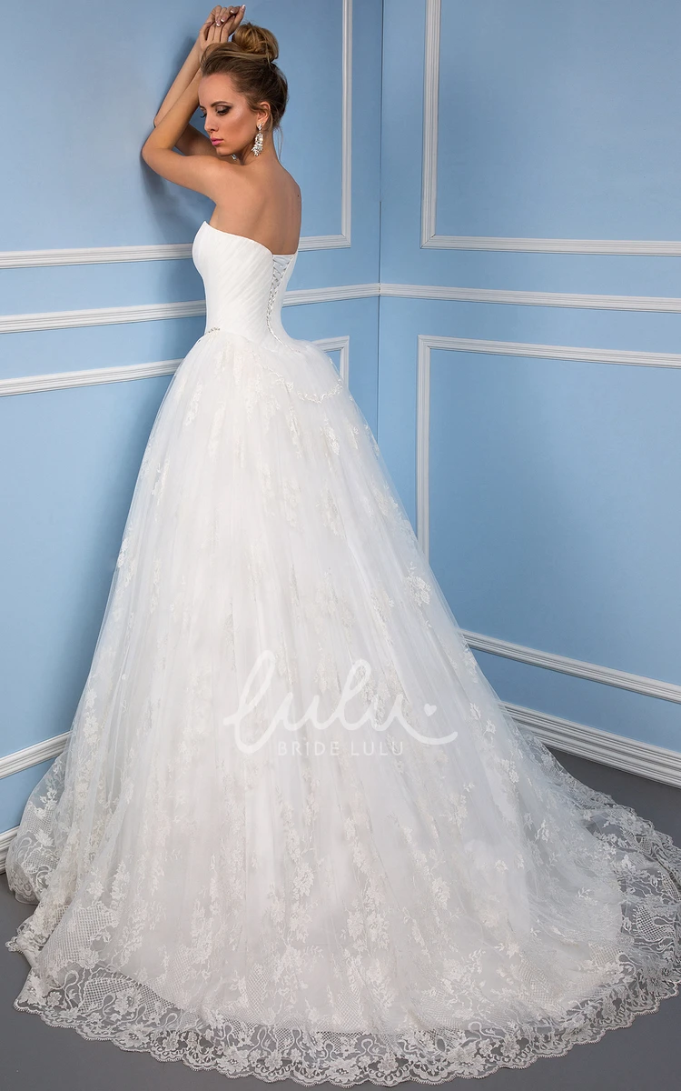 Ruched Sweetheart Tulle Wedding Dress with Waist Jewelry Ball Gown Style