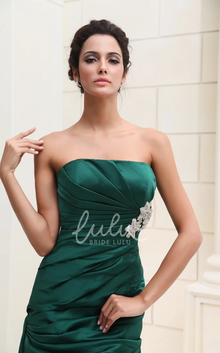 Strapless Satin Ruched Formal Dress with Pick-Up Ruffles Elegant Formal Dress