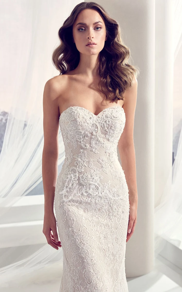 Long Beaded Lace Sweetheart Wedding Dress Stunning Bridal Gown