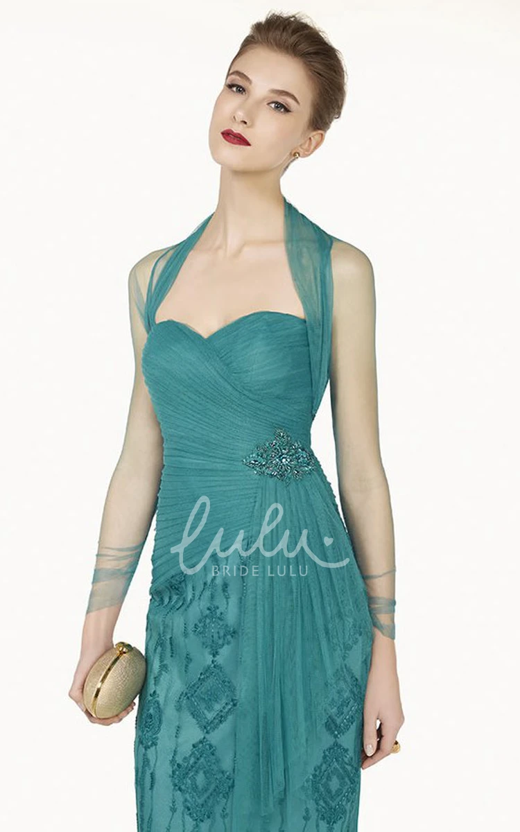 Sheath Lace Prom Dress with Sweetheart Neckline and Removable Tulle Sleeves