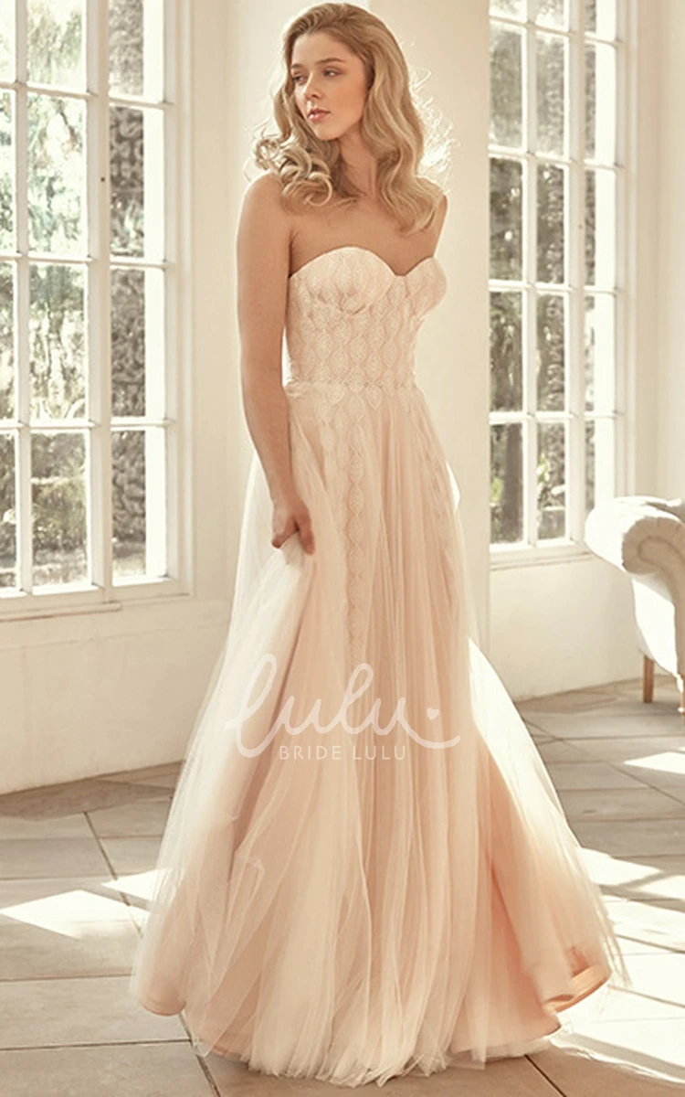 Long Beaded Tulle Wedding Dress with Sweetheart Neckline and V-Back Glamorous Bridal Gown