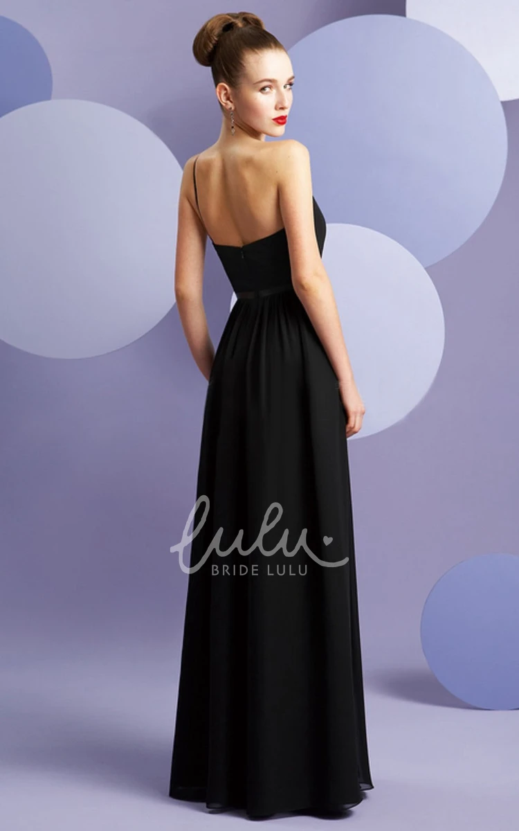 Chiffon Bridesmaid Dress with Floral Single Strap One-Shoulder A-Line Dress