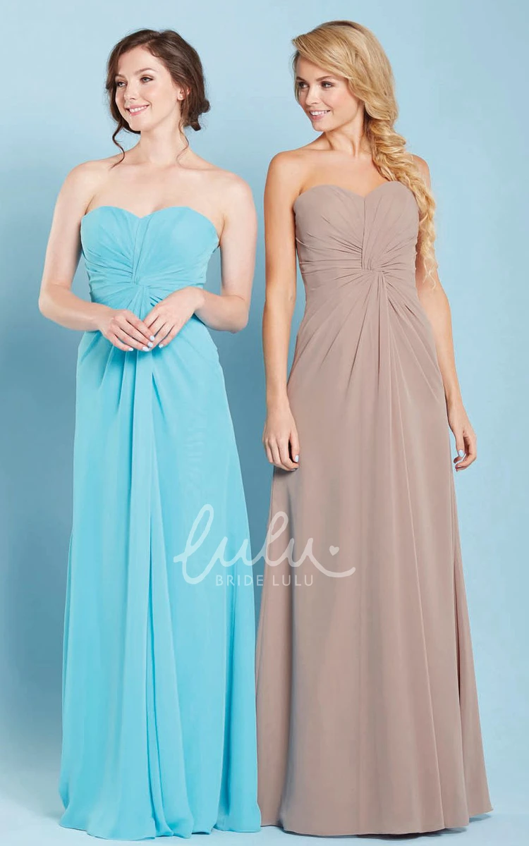 Sweetheart Ruched Chiffon Bridesmaid Dress Sleeveless with Lace-Up