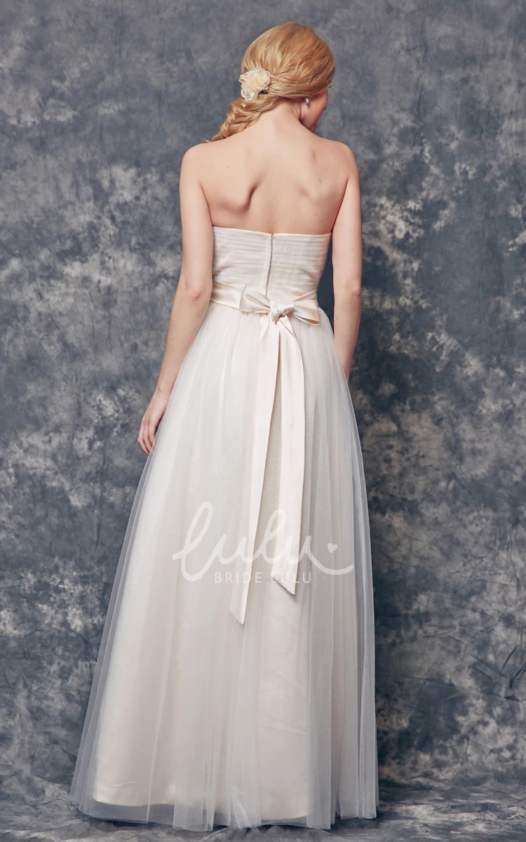 Strapless A-line Tulle Bridesmaid Dress with Sash Elegant and Timeless