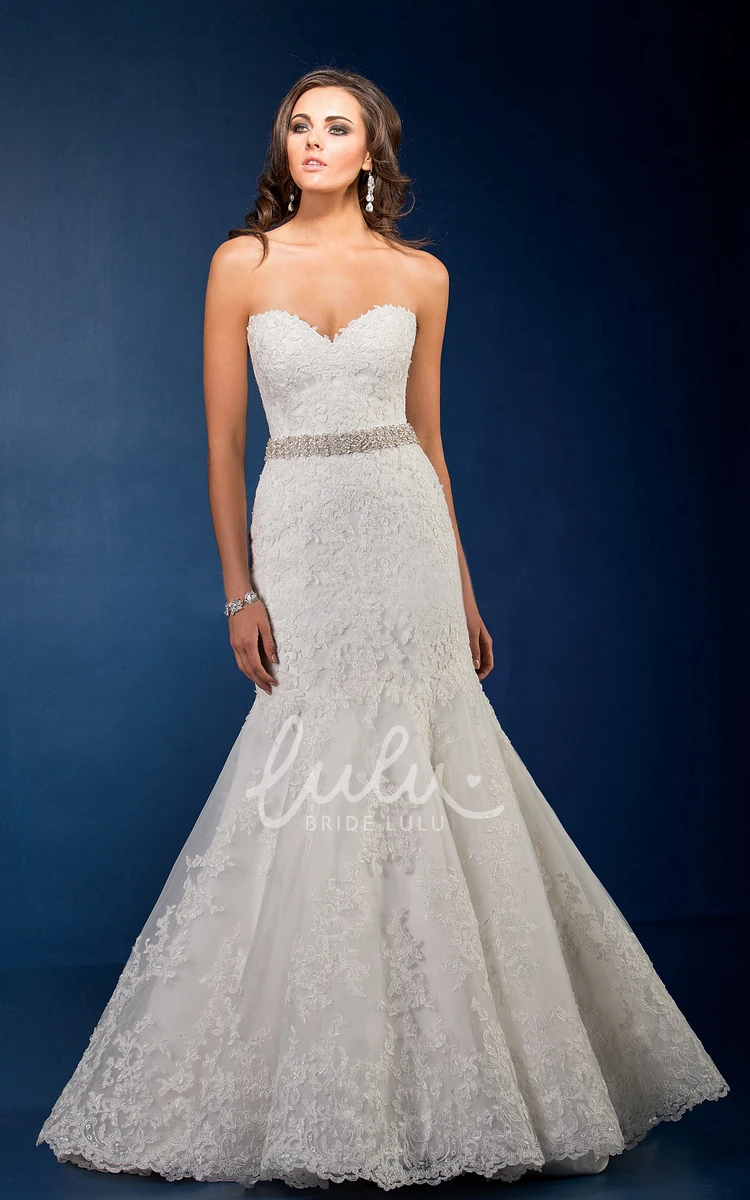 Sequin and Applique Sweetheart Trumpet Gown Glamorous Wedding Dress