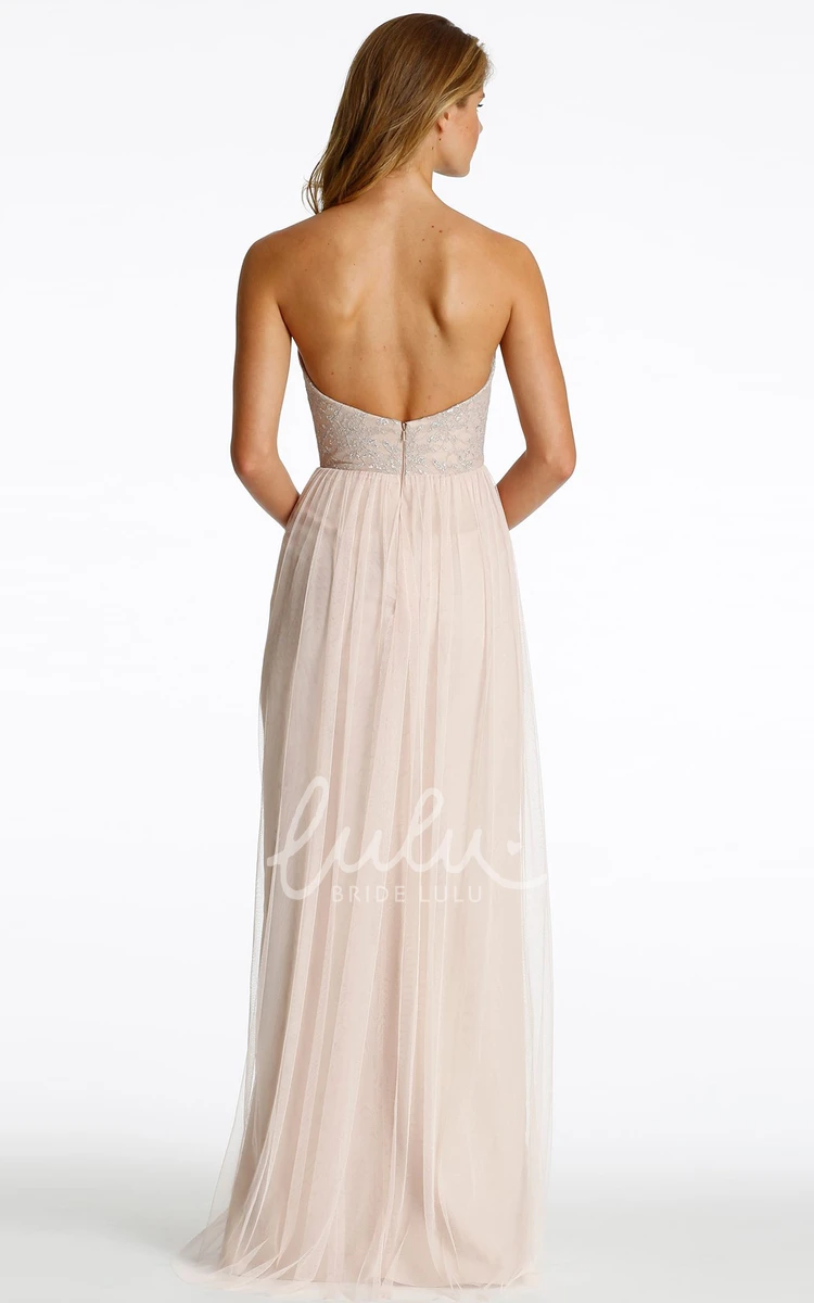 Sweetheart Tulle Bridesmaid Dress with Beading and Low-V Back