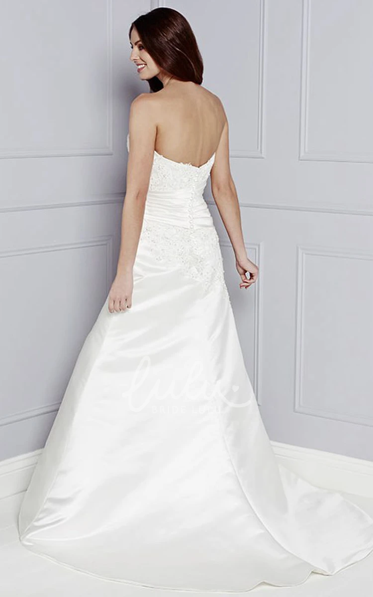 Maxi Beaded Satin A-Line Wedding Dress Sleeveless Sweetheart