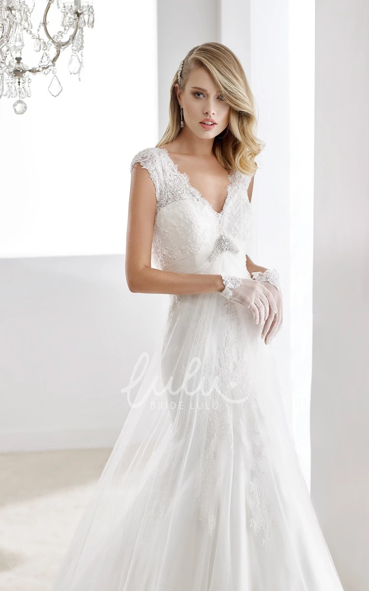 Floral Ruffle A-Line Wedding Dress with Sweetheart Neckline and Open Back