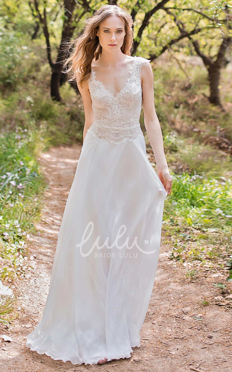 Chiffon Sheath Wedding Dress with Lace Romantic Bridal Gown