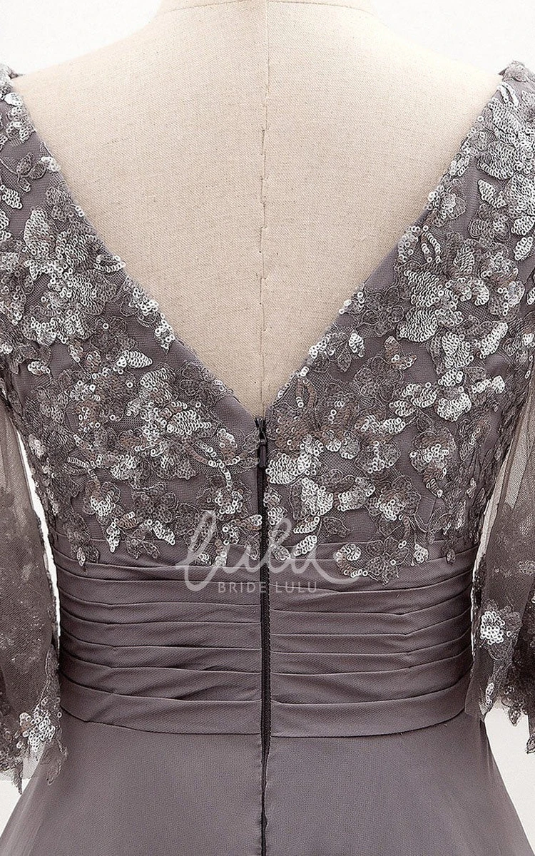 Half Sleeve Chiffon A-Line Formal Dress Ethereal Beauty