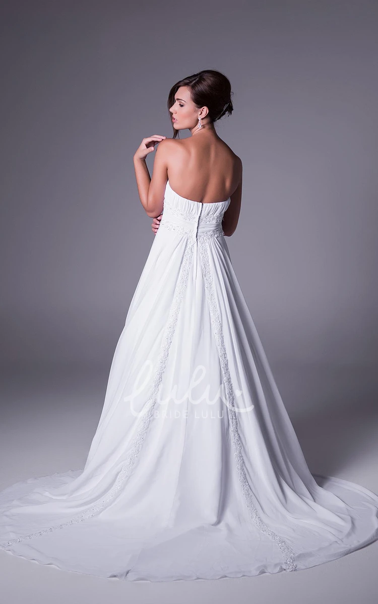 Chiffon Applique A-Line Wedding Dress Strapless Floor-Length