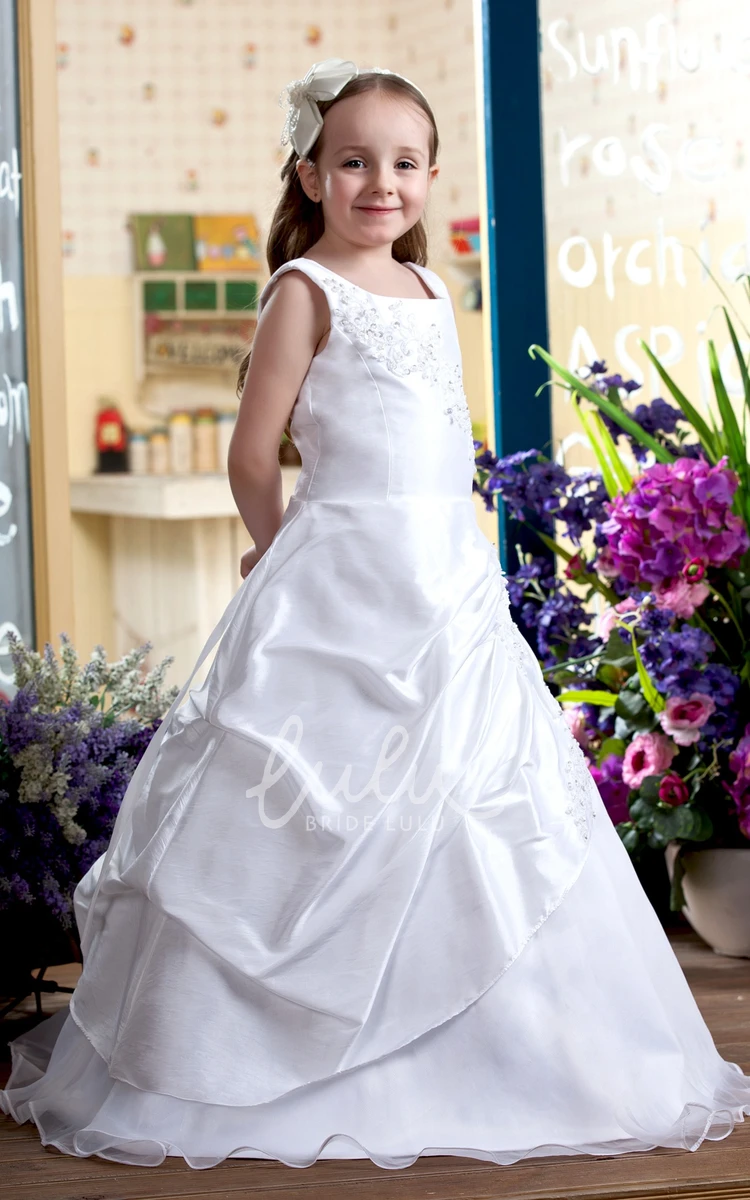 Pick-Up Flower Girl Dress with Corset Back Bridesmaid Dress