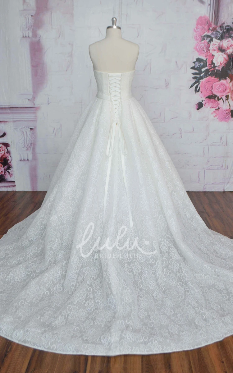 Sweetheart Lace-Up Corset Wedding Dress with Sash Ballgown Silhouette