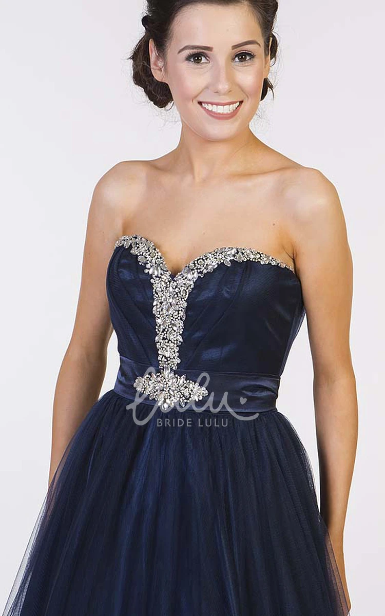 A-Line Tulle Prom Dress with Sweetheart Neckline and Beaded Bodice