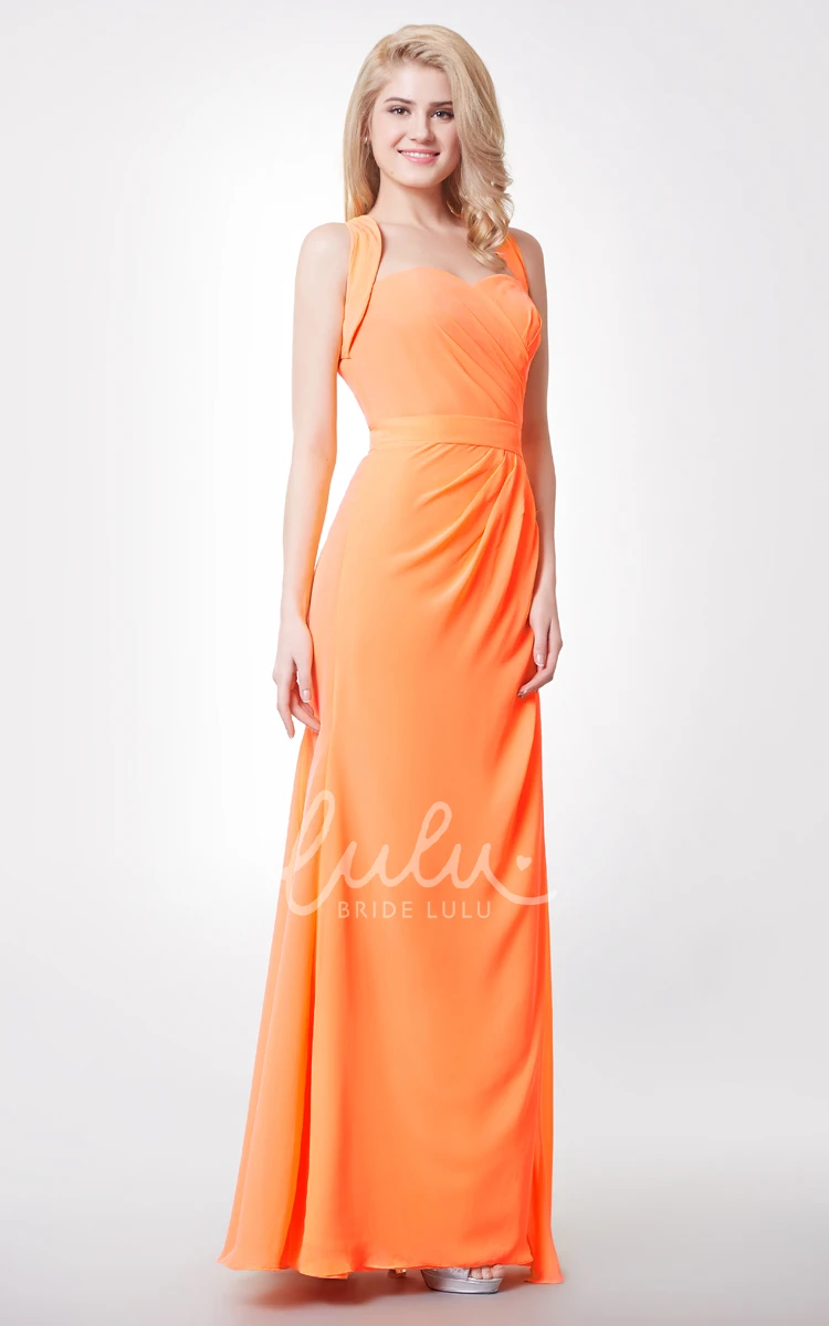 Elegant Mermaid Chiffon Bridesmaid Dress with Side Draping and Removable Straps