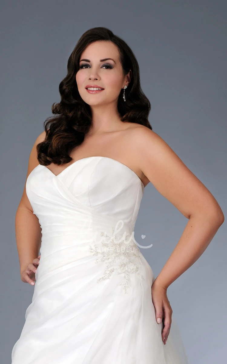 Sweetheart A-Line Wedding Dress with Ruching Beading and Brush Train
