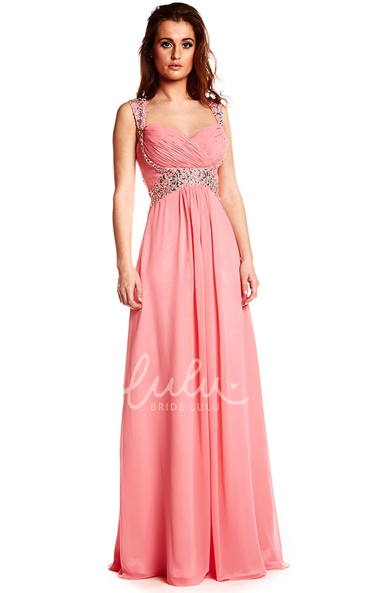 Sleeveless Chiffon Prom Dress with Crystal Straps