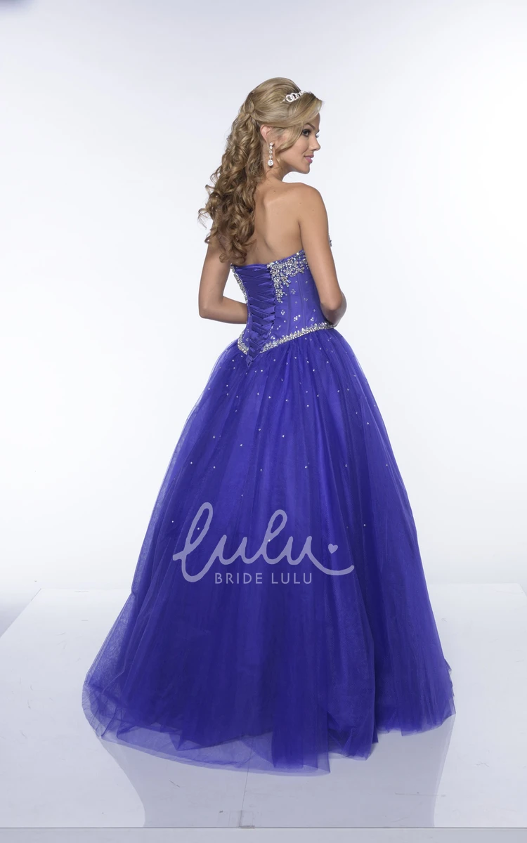 Cap Sleeve Tulle Ball Gown with Crystal Detailing and Ruffles Bridesmaid Dress