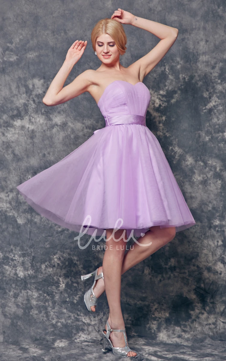 Strapless Backless A-line Tulle Dress with Sash Simple & Modern