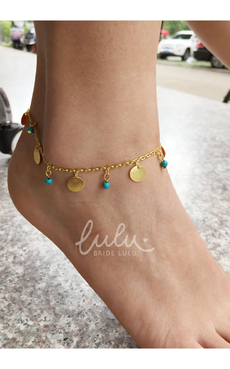 Western Style Turquoise Wafer Anklet for Summer Beach Weddings