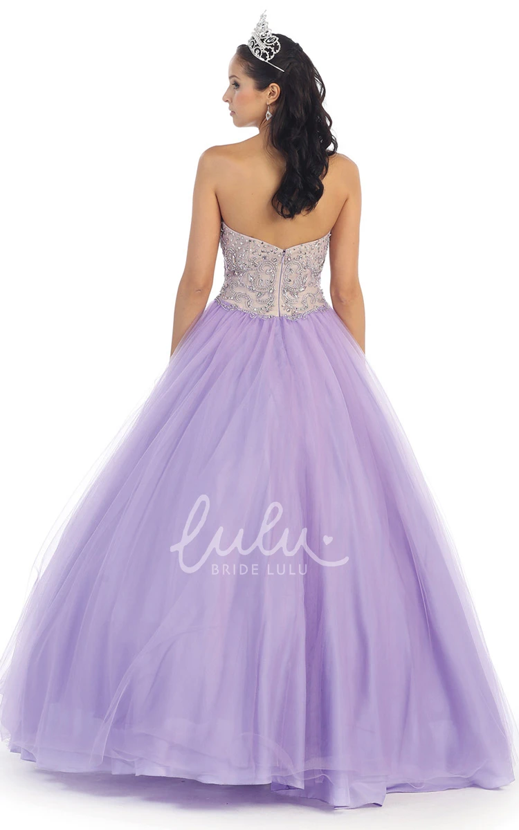 Sweetheart Tulle Ball Gown Formal Dress with Beading Sleeveless Backless