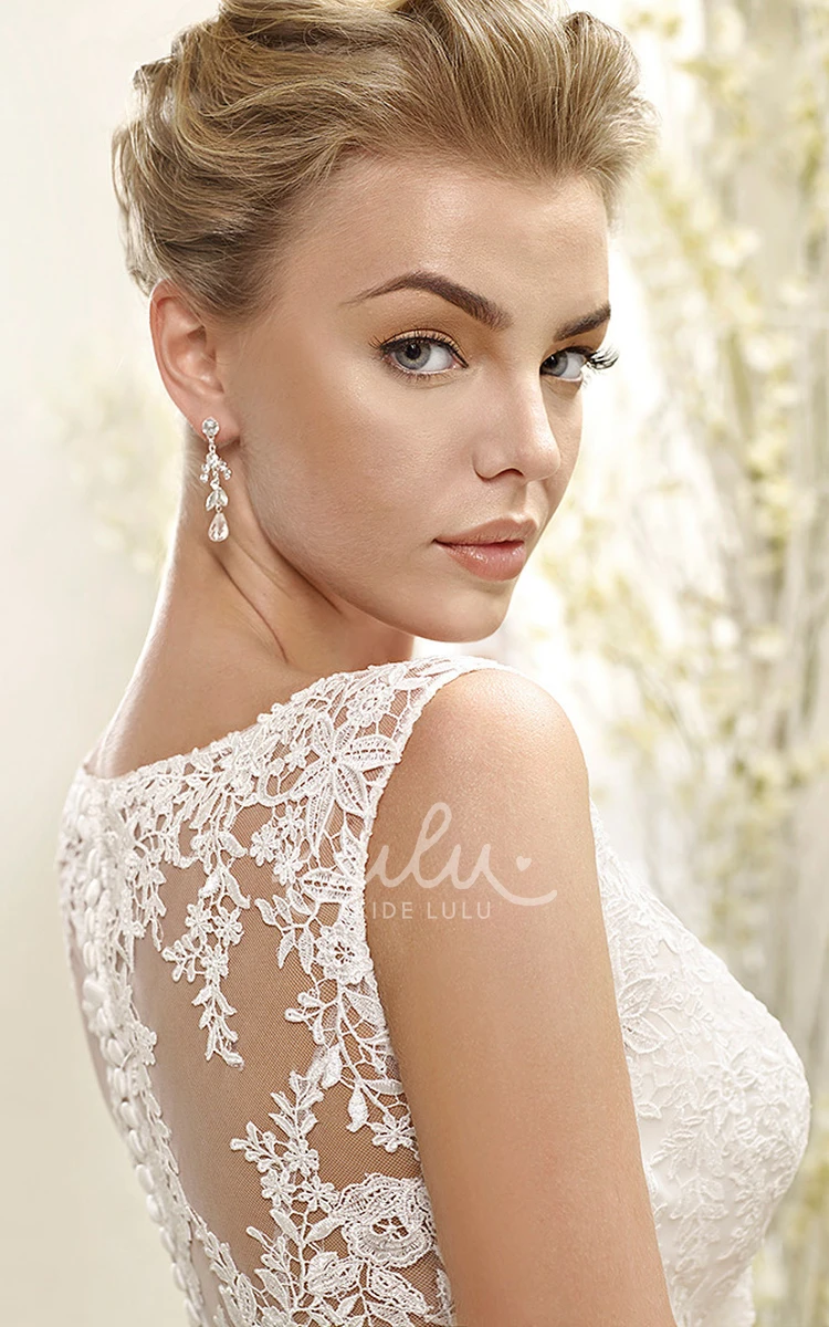 Lace and Organza Pick-Up Wedding Dress with Appliques A-Line Style