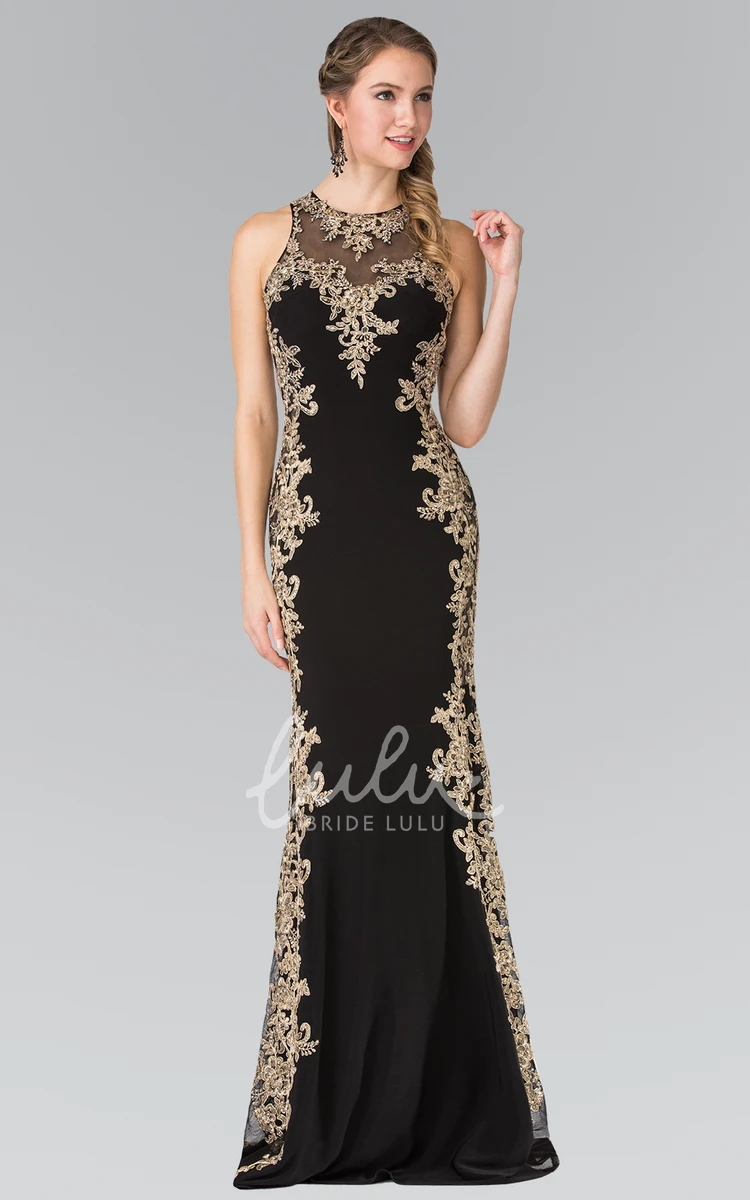 Jersey Keyhole Sheath Dress with Appliques Classy Bridesmaid Dress