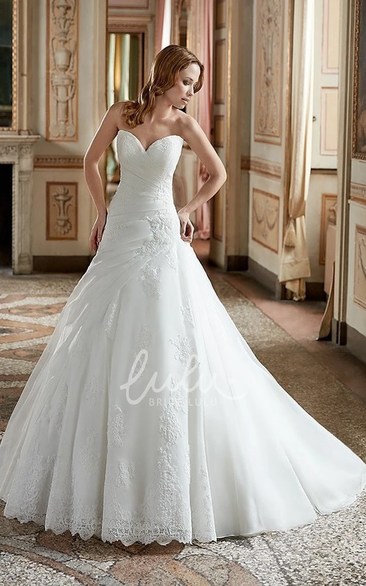 Organza Ball Gown Wedding Dress with Sweetheart Neckline and Appliques