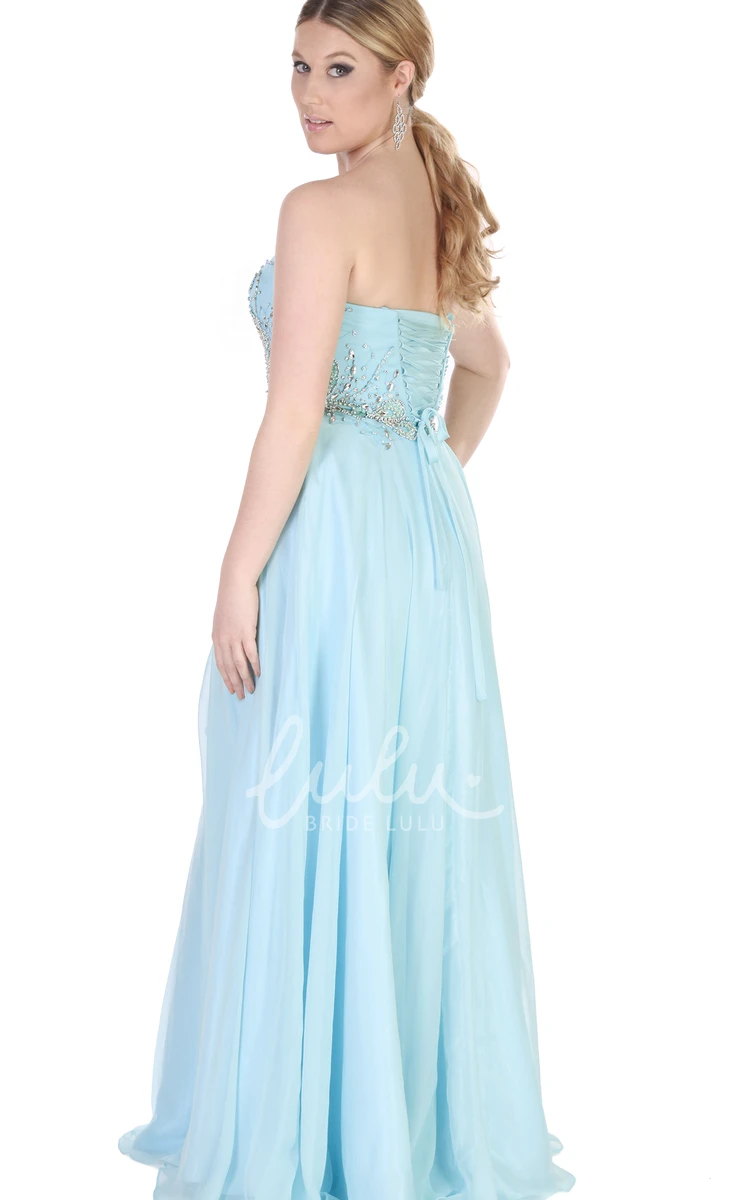 Sweetheart Sleeveless A-Line Evening Dress with Beading and Pleats