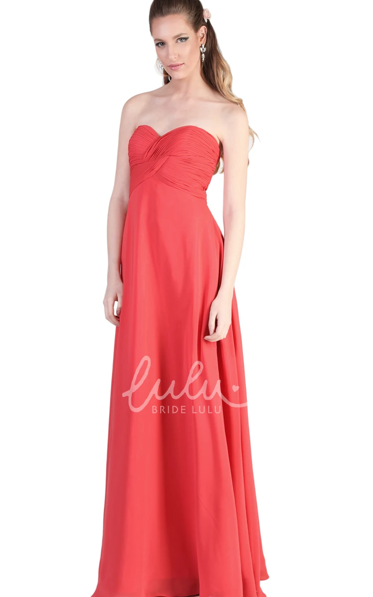 Criss-Cross Maxi Chiffon Bridesmaid Dress with V-Neck and Back