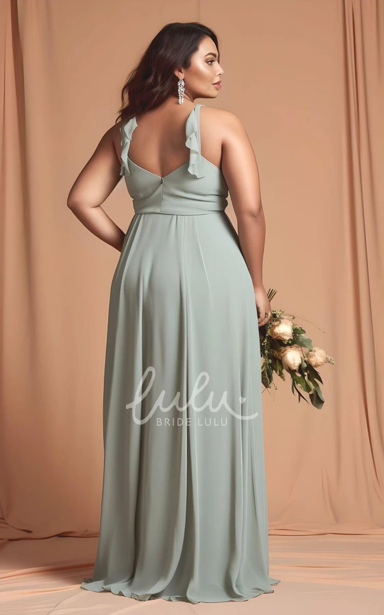 Sleeveless Plus Size Chiffon Bridesmaid Dress 2024 A-Line Split Front