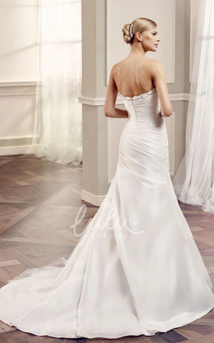 Beaded Satin Mermaid Wedding Dress with Backless Style Unique Bridal Gown