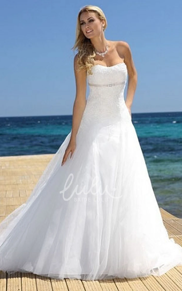 Lace A-Line Tulle Wedding Dress Strapless