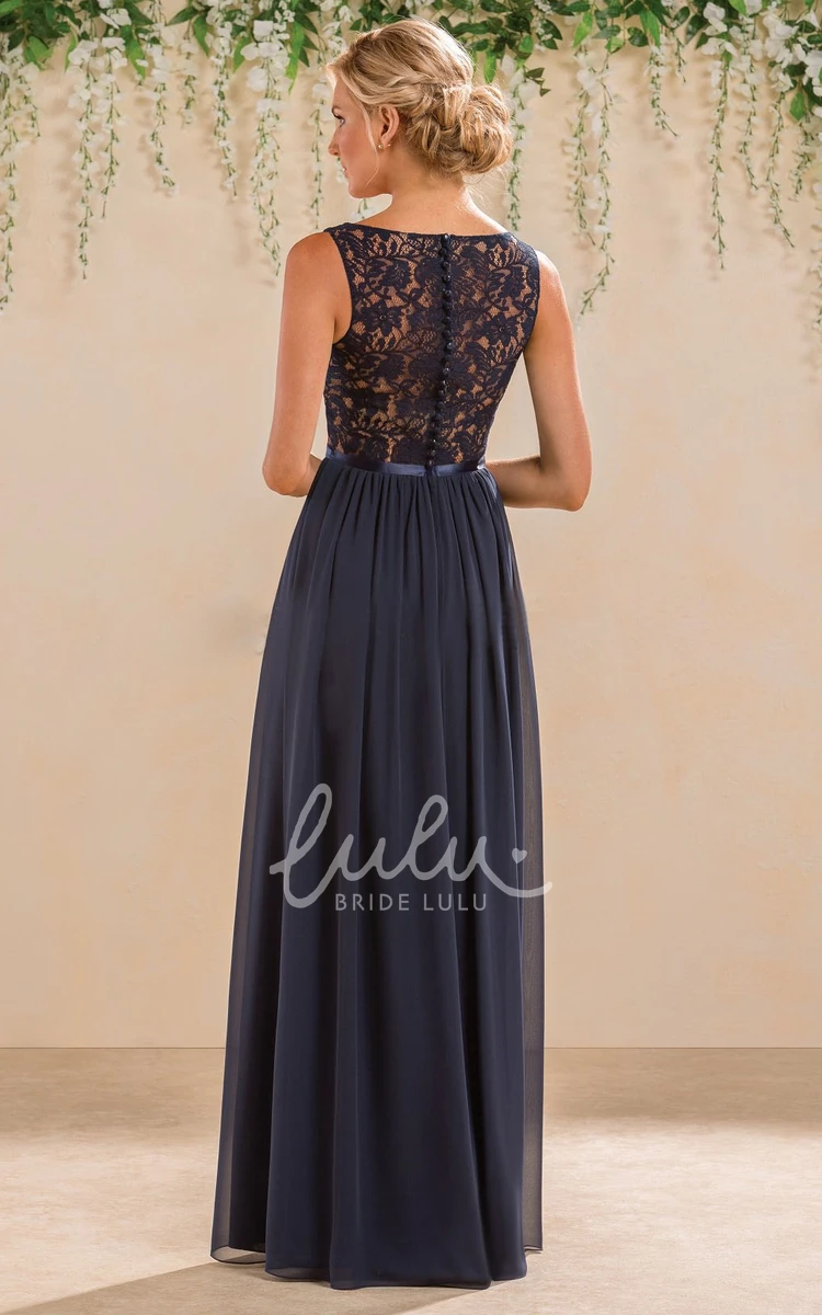 Sleeveless V-Neck A-Line Bridesmaid Dress with Lace Back and Pleats Classy Dress
