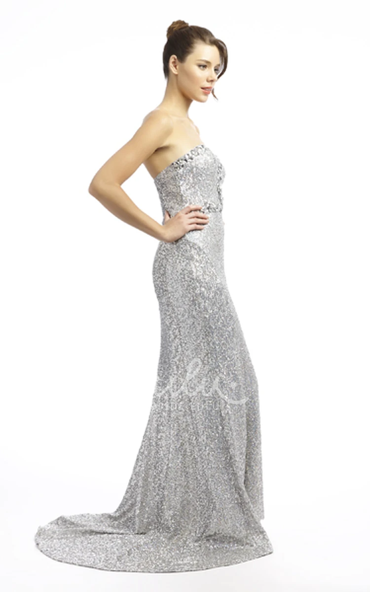 Sheath Beaded Sweetheart Sequins Prom Dress Sleeveless Floor-Length Style