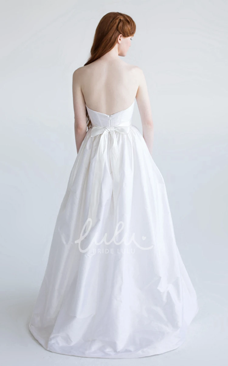 Sweetheart Satin Wedding Dress with Beading and V Back A-Line Floor-Length