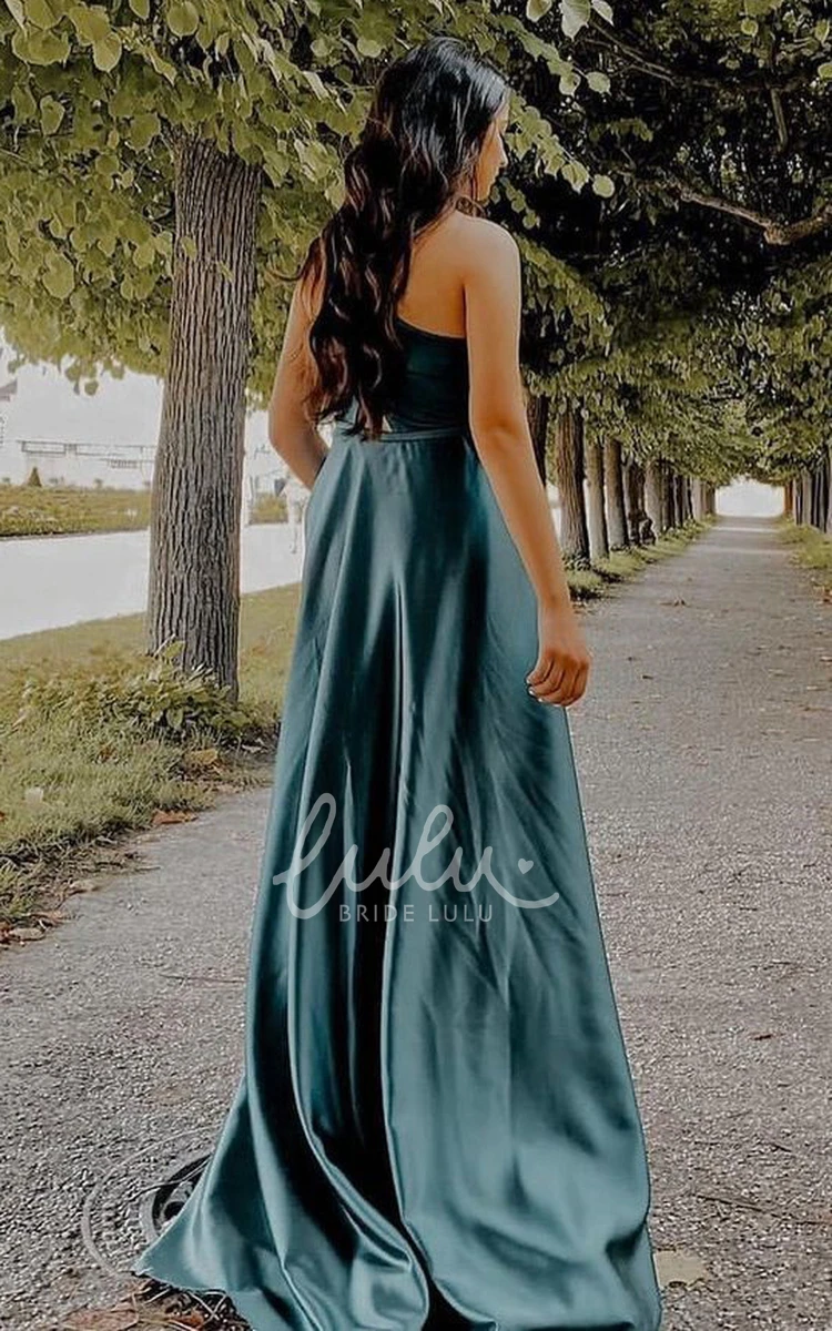 Simple Country Prom Dress with Zipper Back A-Line One-shoulder Satin Sexy