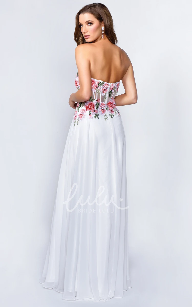 Sweetheart Backless Sheath Formal Dress with Appliques and Flower