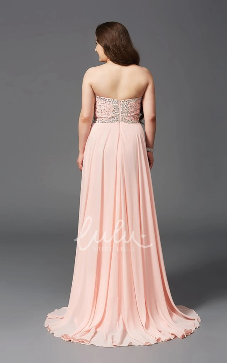 Chiffon A-line Pleated Backless Bridesmaid Dress with Sweetheart Neckline