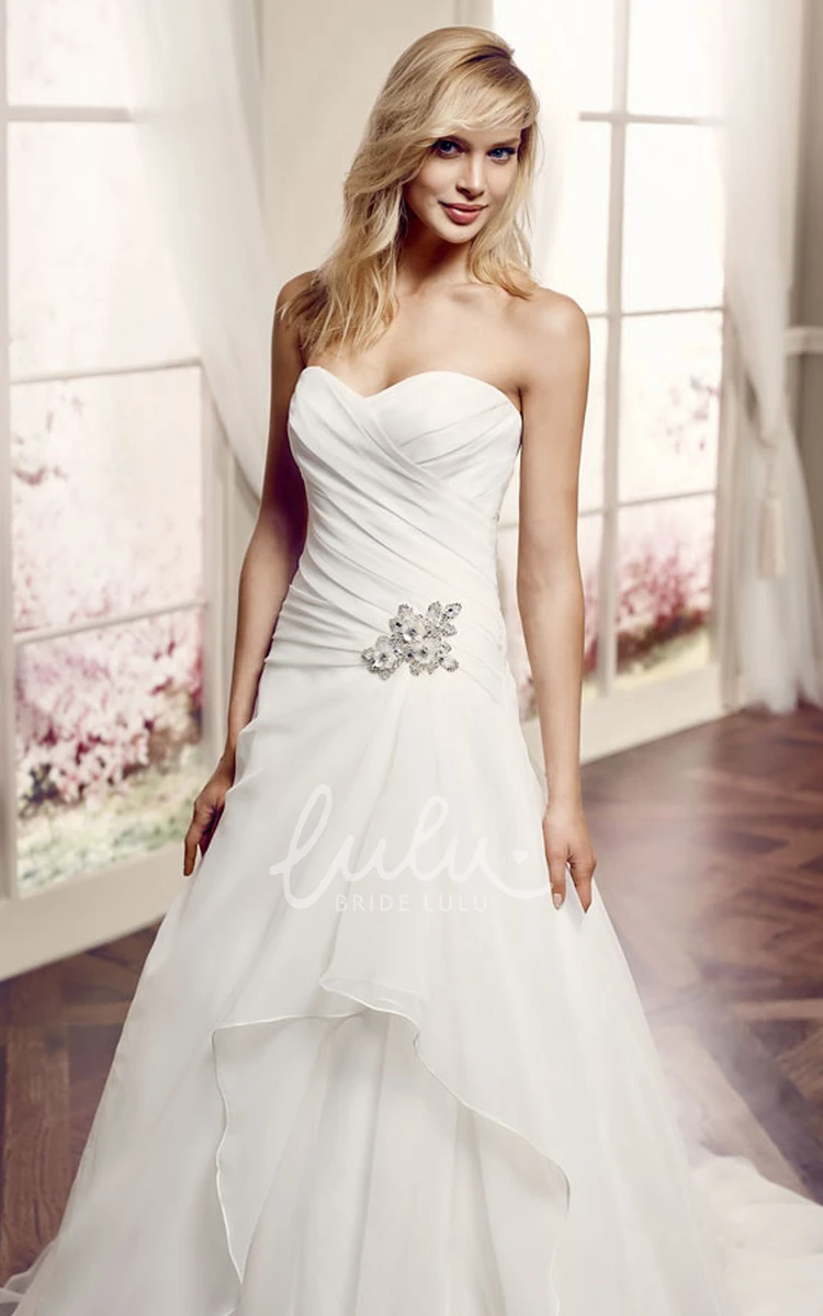 Sweetheart Tulle A-Line Wedding Dress with Draping and Criss Cross Elegant Wedding Dress