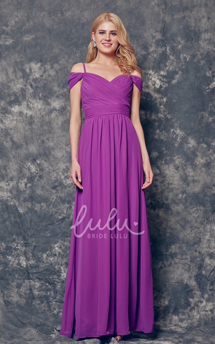 Ruched A-line Chiffon Bridesmaid Dress with Spaghetti Straps Flowy & Classy