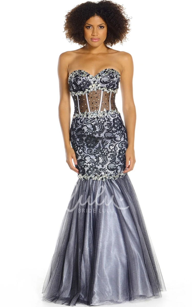 Sleeveless Sweetheart Mermaid Prom Dress with Tulle & Satin Stunning Prom Dress