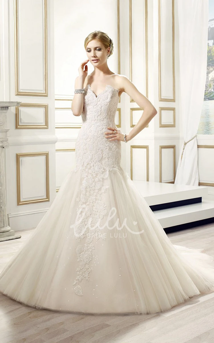 Backless Pleated A-Line Lace&Tulle Wedding Dress with Sweetheart Neckline