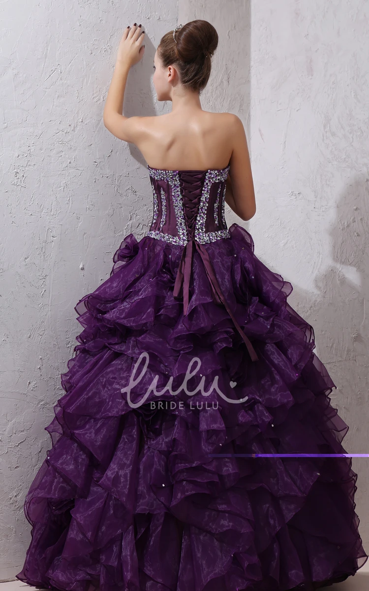 Quinceanera Dress with Beading and Ruffles Unique Strapless Organza